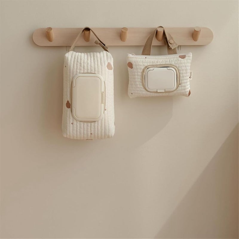 BLULILY Embroidered Bear Stroller Wet Wipe Pouches Portable Baby Wipe Holder Embroidery Baby Wipes Storage Bag for Travel - Image 3